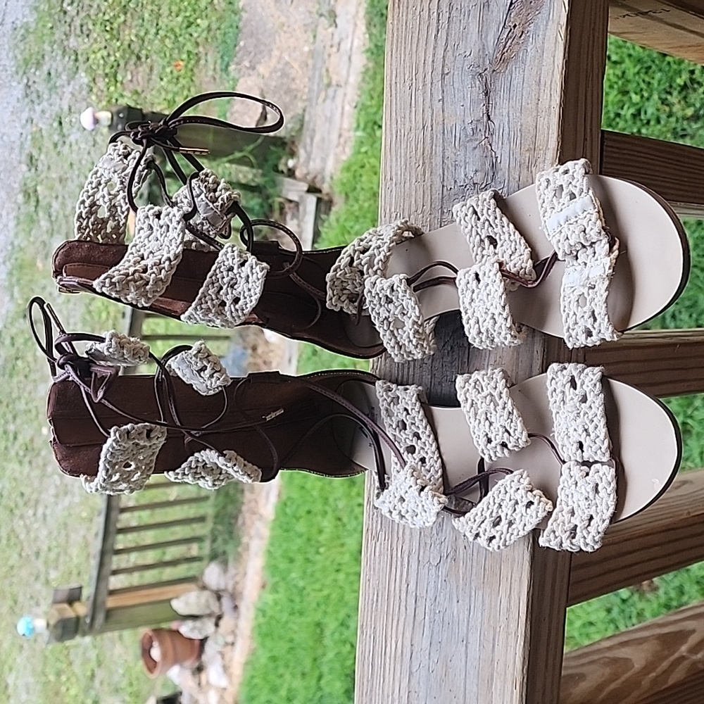 Just Fab Lace Up Leg Sandal sz 8